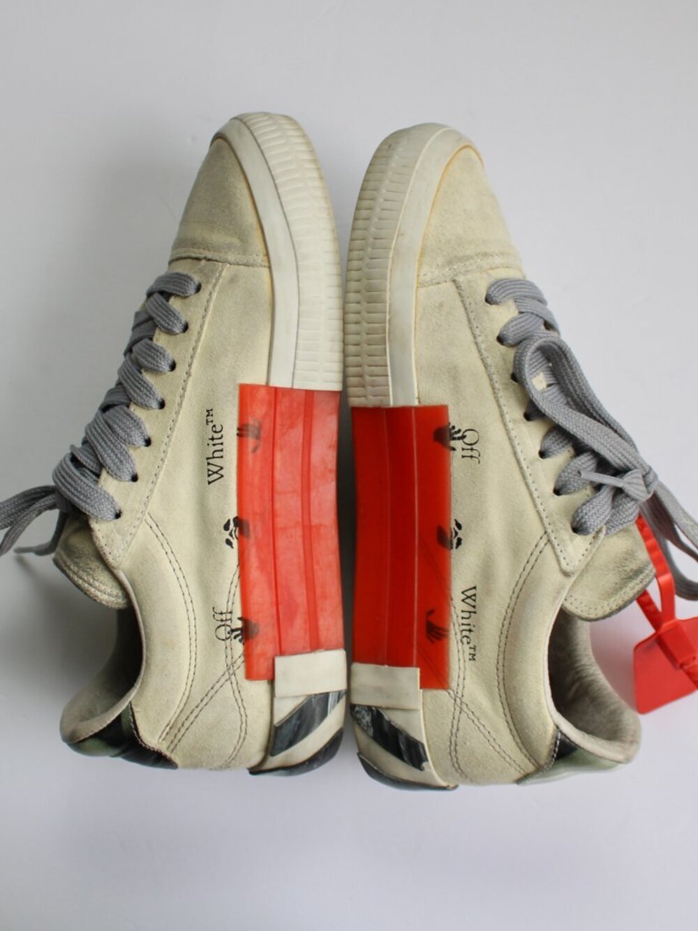Off-White 'White Black' Striped Vulcanized Sneakers 2013 Size 38 / 7.5 US - Picture 9 of 12